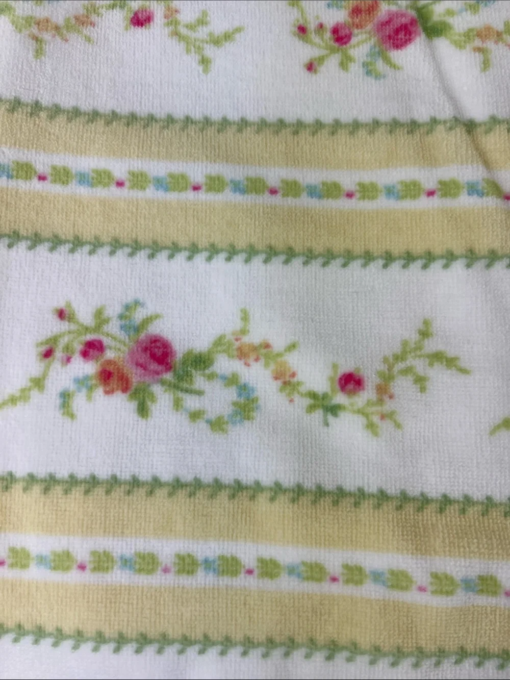 Caro Home Bath Towel  Set Floral Yellow White Green Pink Velour Cotton 6 Pc NEW